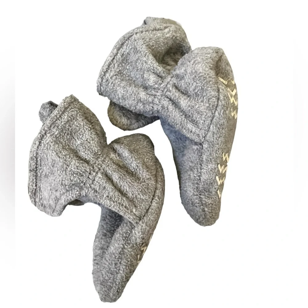 2 sets of baby footies grey and brown, soft fleece & velour, 6-12months booties